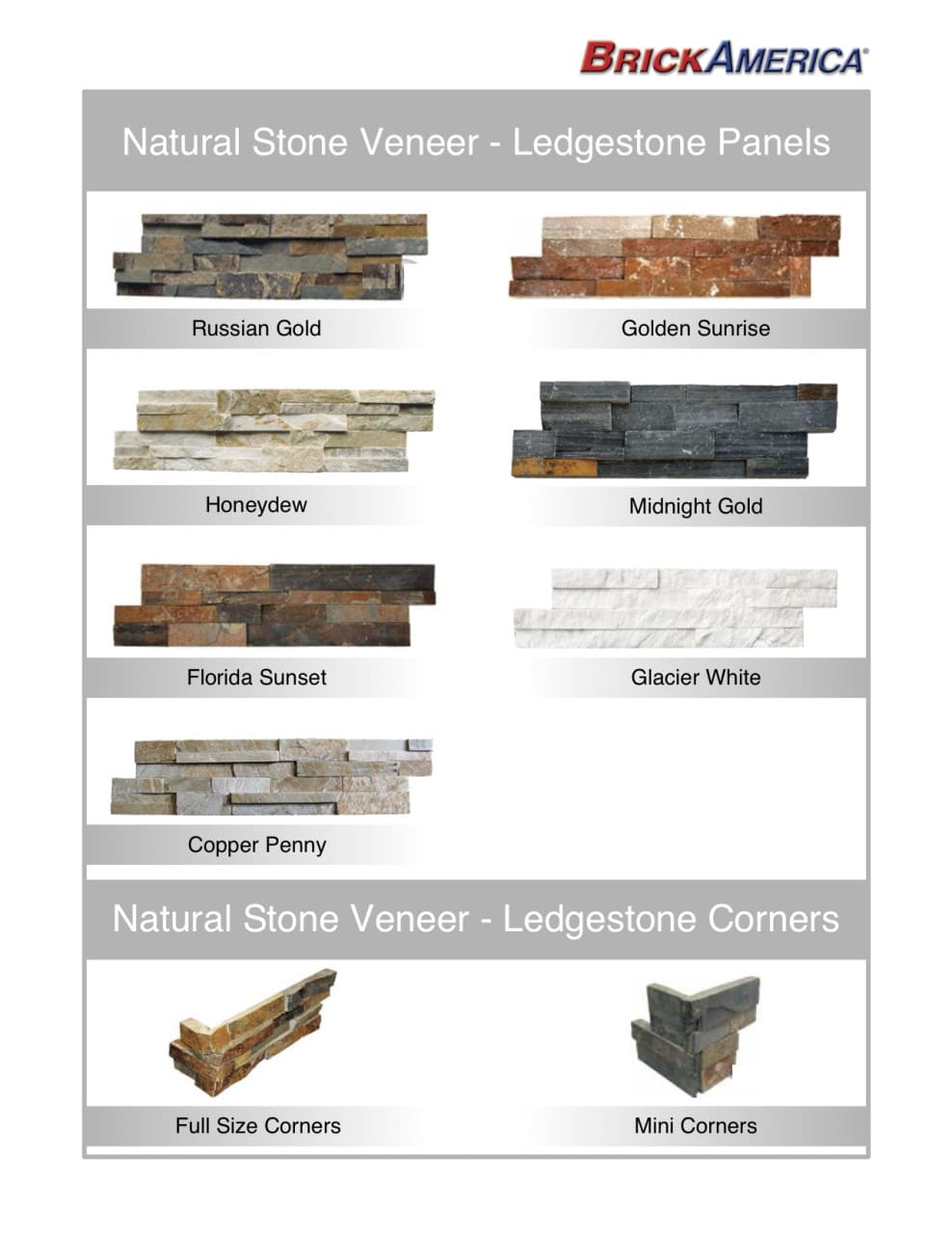 Ledgestone Panels and Corners Brick America