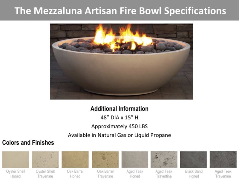 Eldorado Mezzaluna Fire Bowl Specifications Brick America