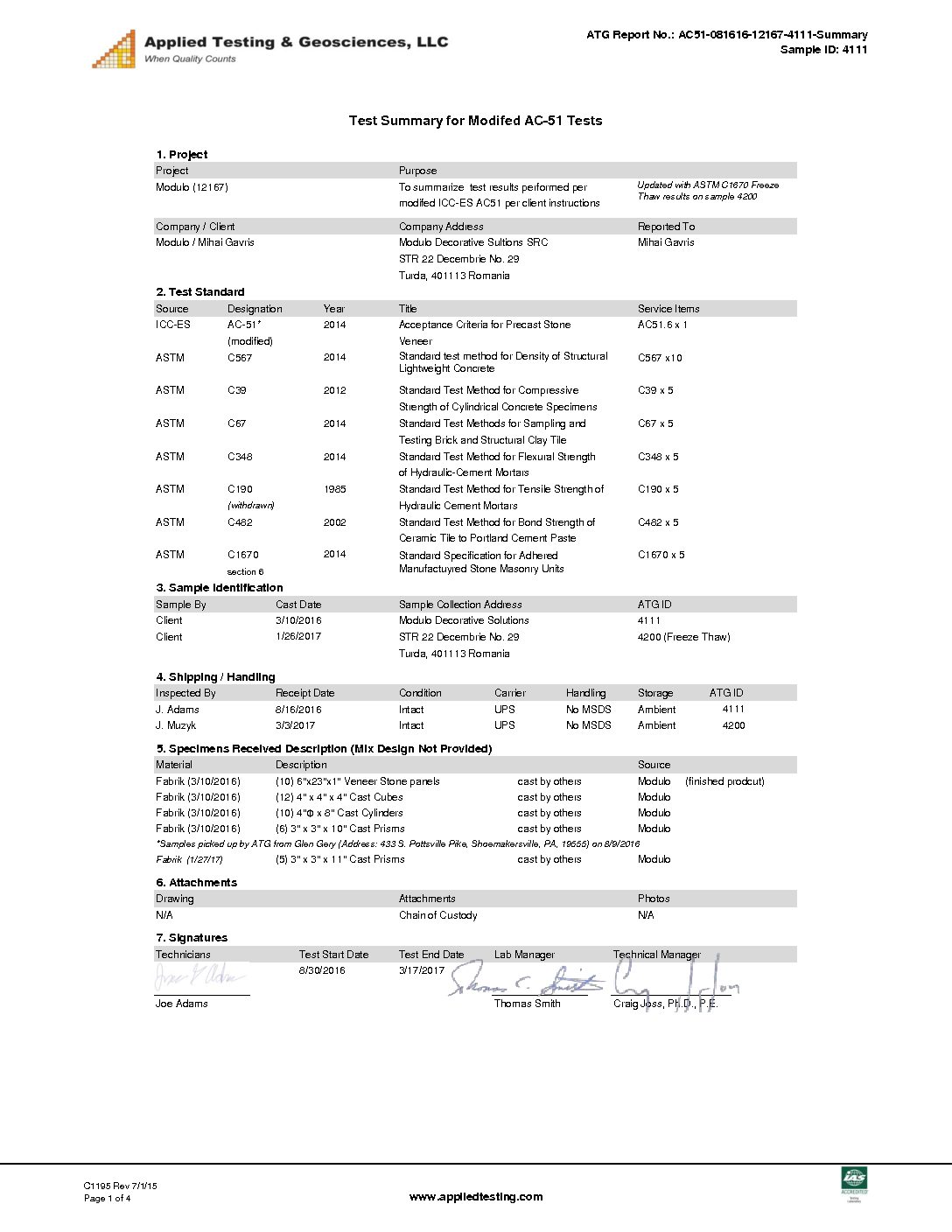 ASTM TESTING - Brick America